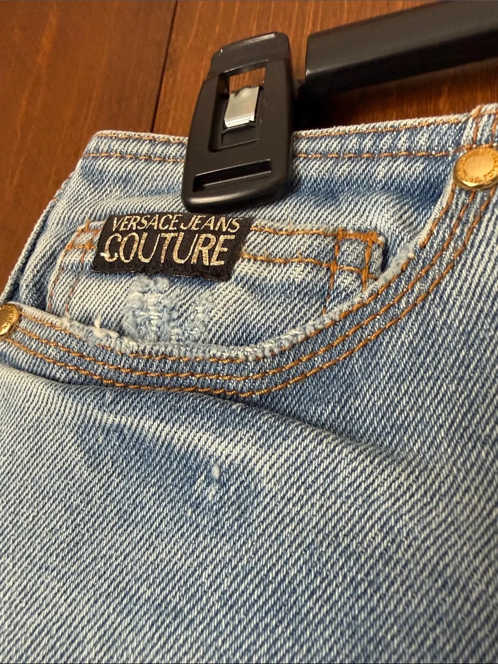 Versace Jeans Couture Sz US 24. Ret $300 NWT. Flare, Raw Hem Lightly Distressed - Picture 5 of 16